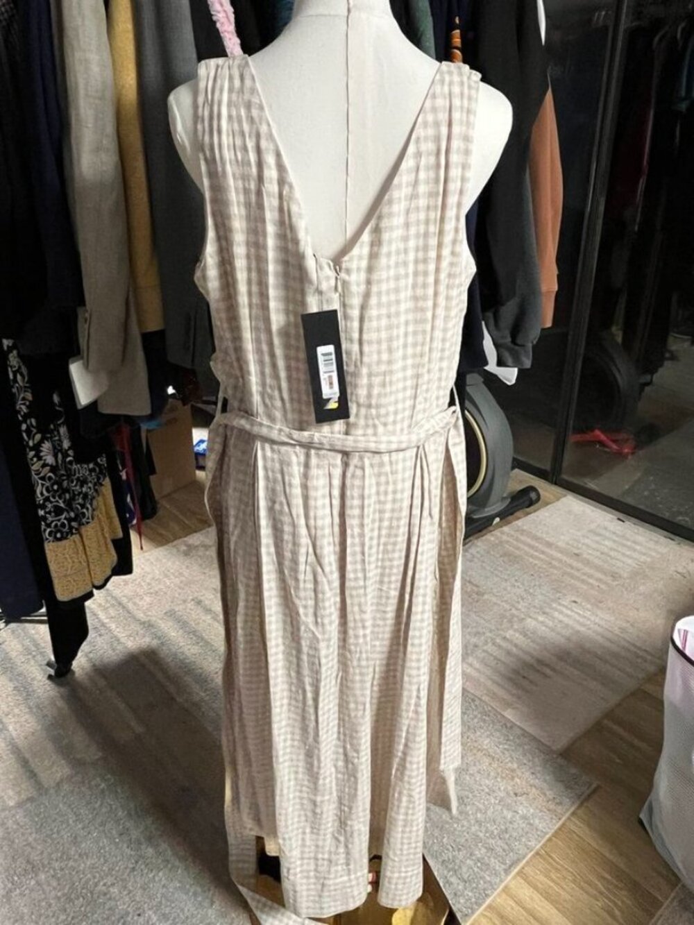 Donna Karan New York Size 12 Gingham Sleeveless Wrap Midi Dress - Picture 4 of 12